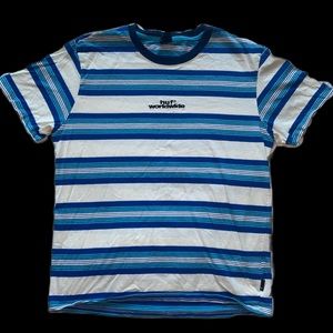 HUF worldwide blue and white striped tee